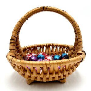 Small Woven Rattan Basket With Handle For Decor Or Storage